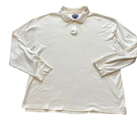 Men's Callaway Golf Sport Long Sleeve Polo Shirt Cream XL #345E - Picture 1 of 10